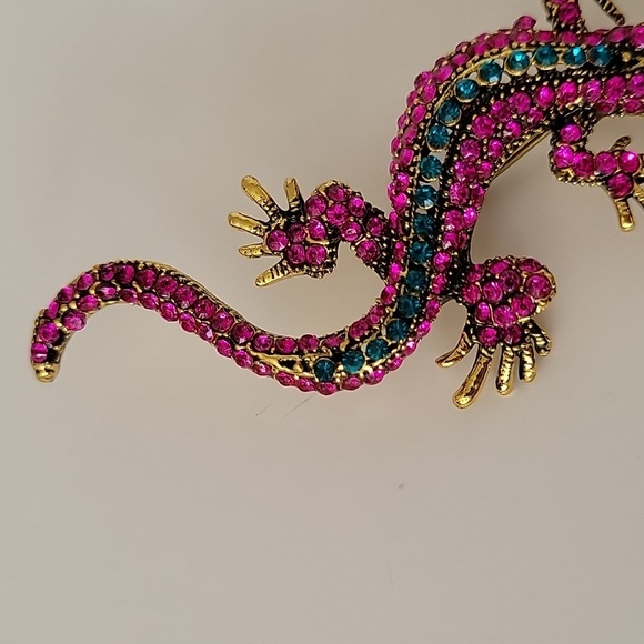 SOLD Brooch Rhinestone Lizard Brooch Excellent condition Animal Brooch/ pendant - Picture 3 of 7